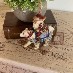 Jim Shore Santa on Polar Bear Ornament